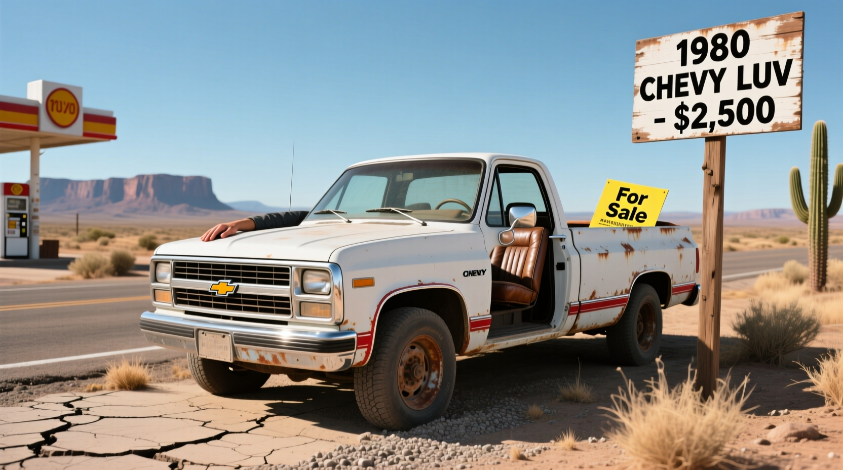 1980 Chevy LUV pickup truck for sale in restored condition on gravel road