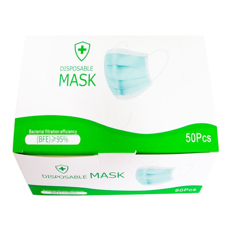 Custom Printed 50pcs Pack Medical Disposable Surgical Face Mask N95 N99 KN95 Mask Packaging Paper Box