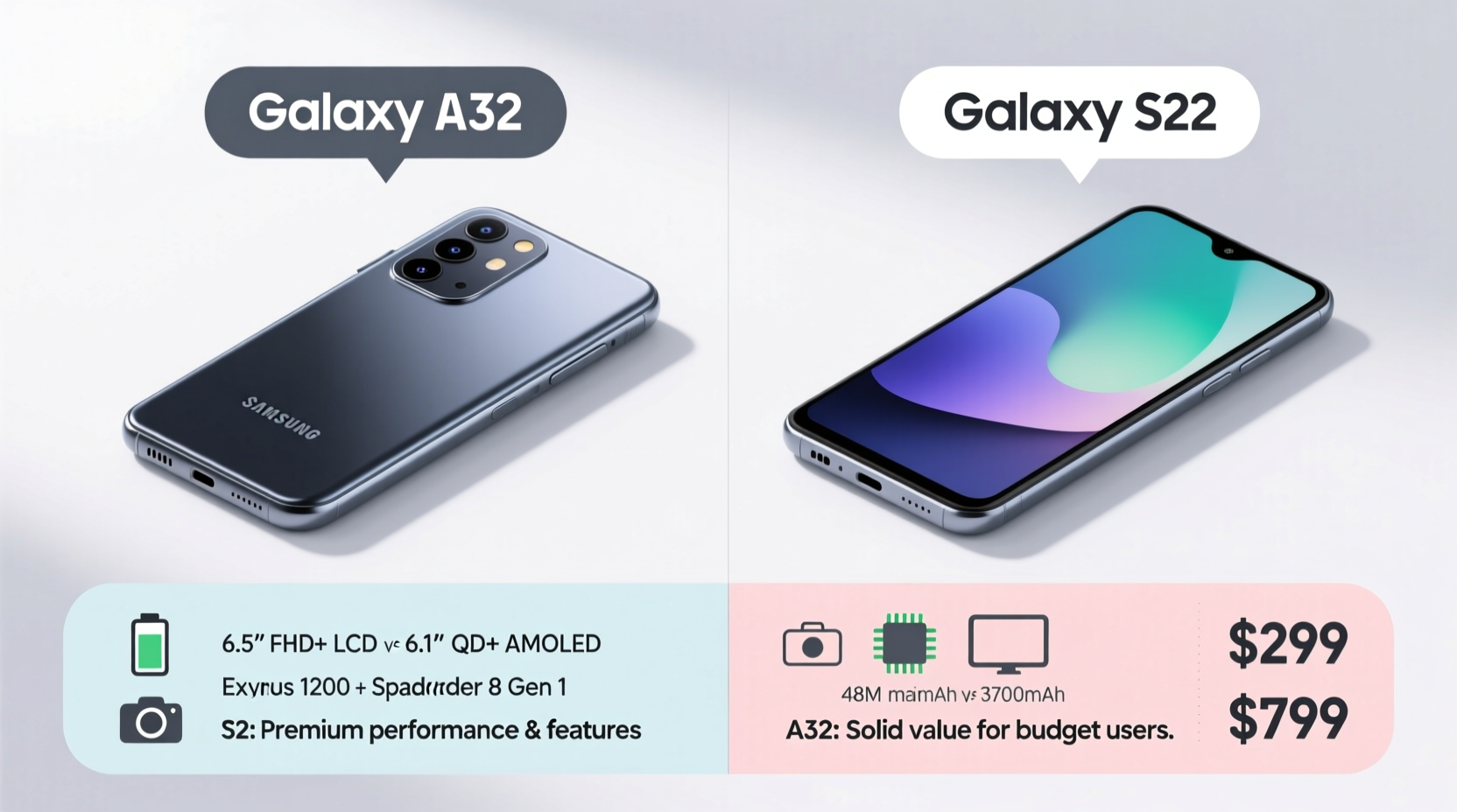 samsung a32 vs s22 is the s22 worth the extra cost or is the a32 good enough