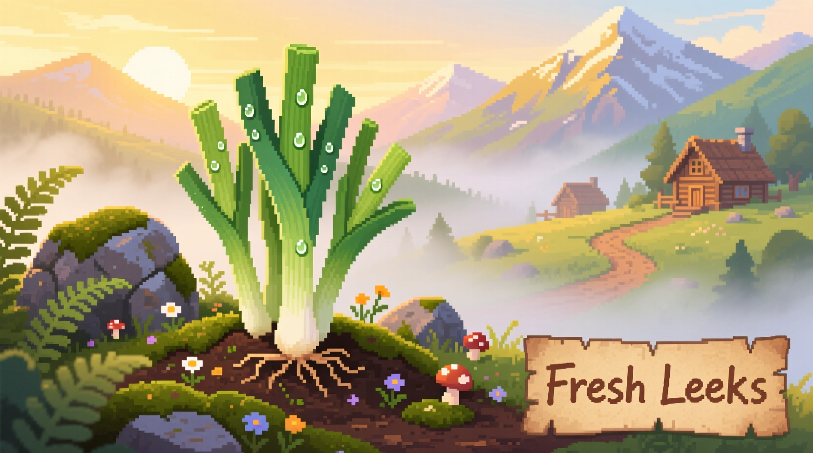 Fresh leeks found in Stardew Valley mountains