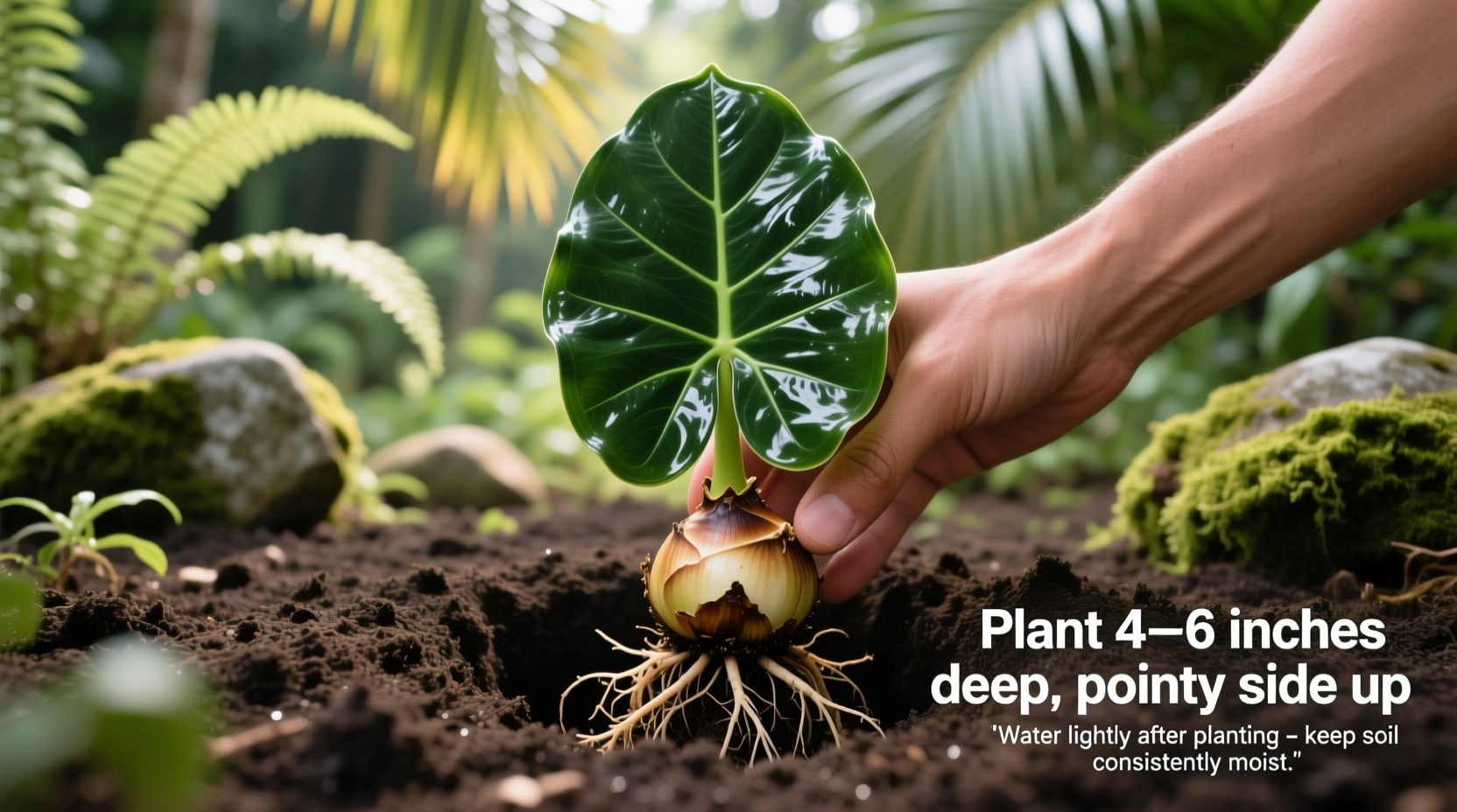 how to plant an elephant ear bulb