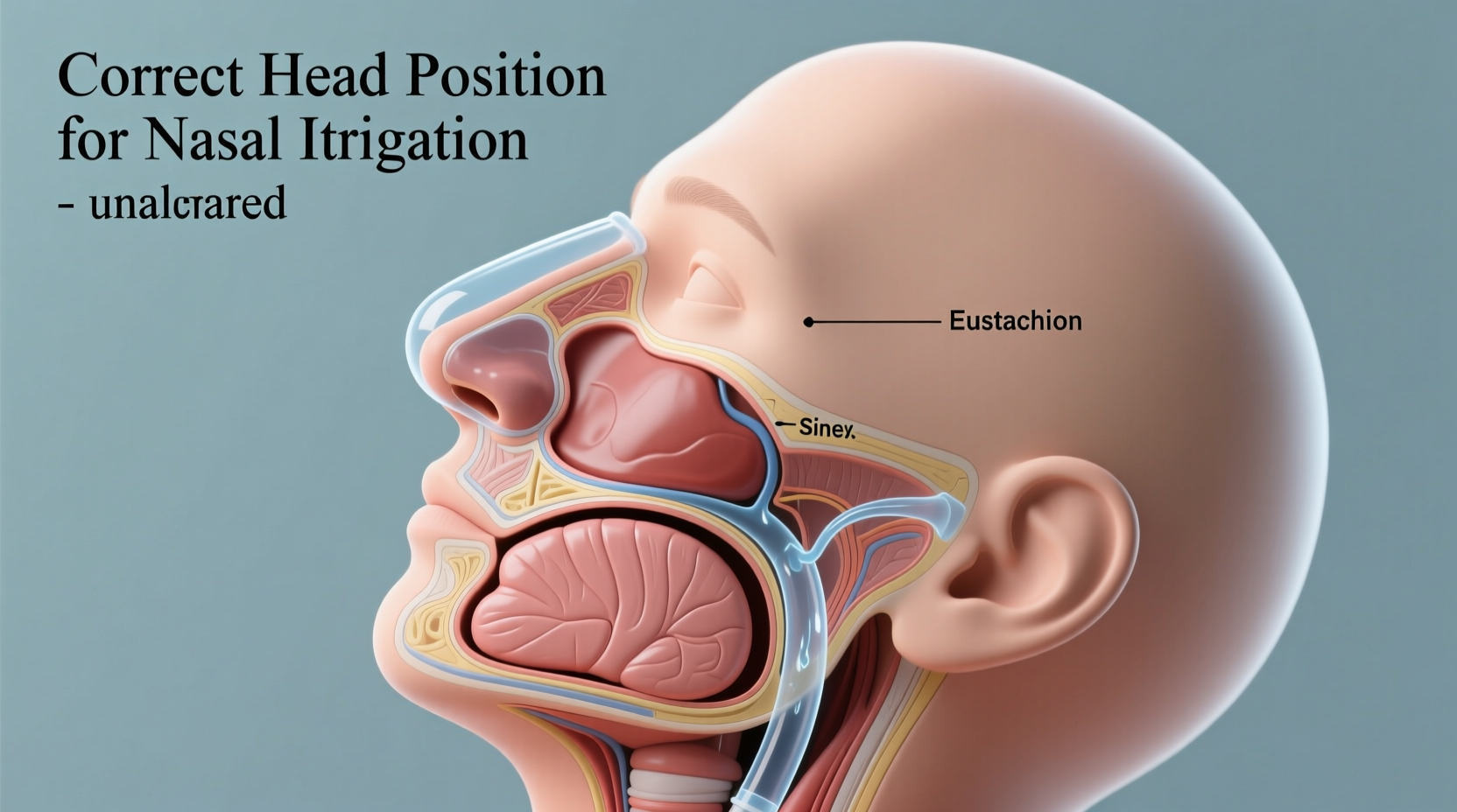 Correct head position for nasal irrigation