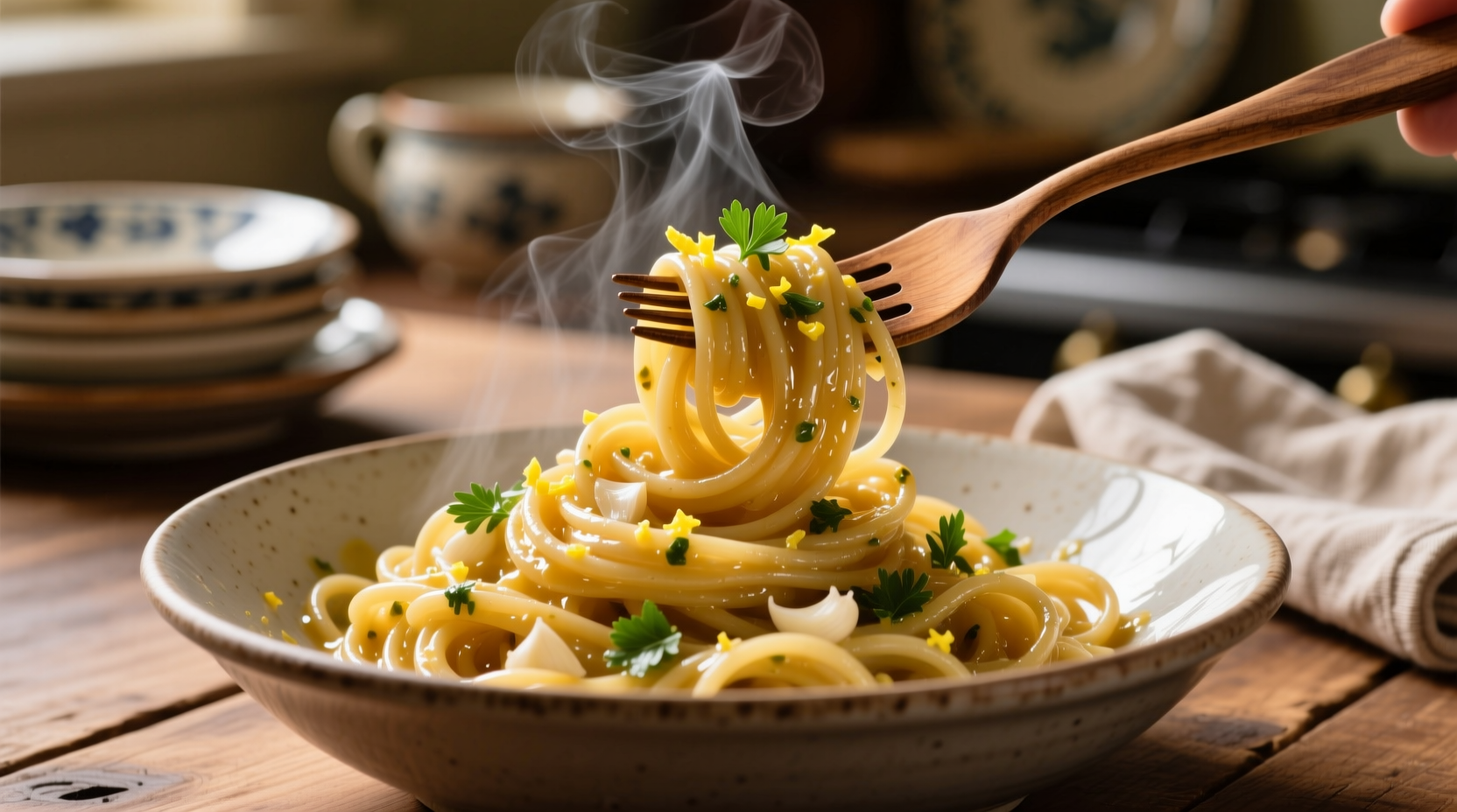 pasta with garlic sauce