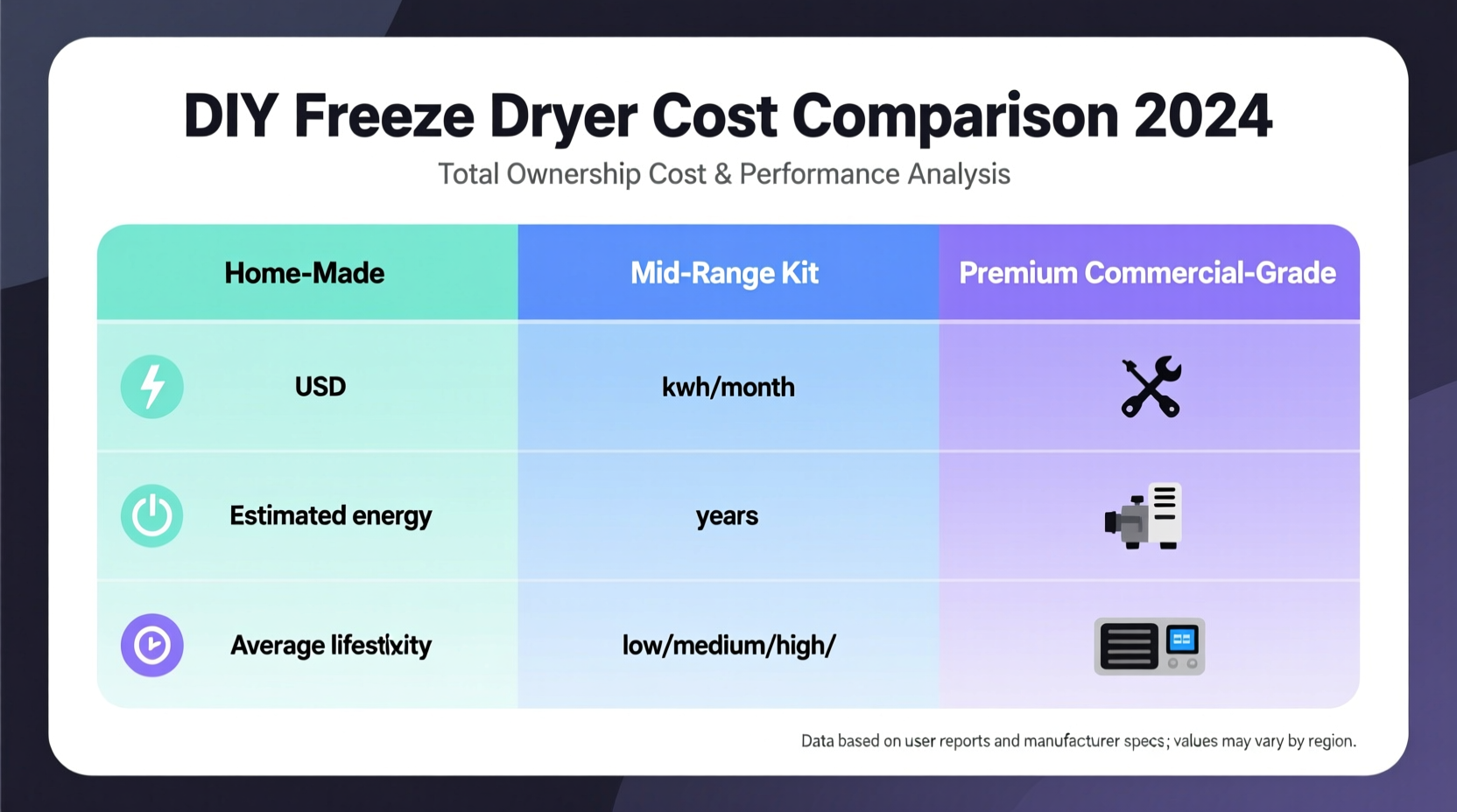 DIY freeze dryer cost comparison chart