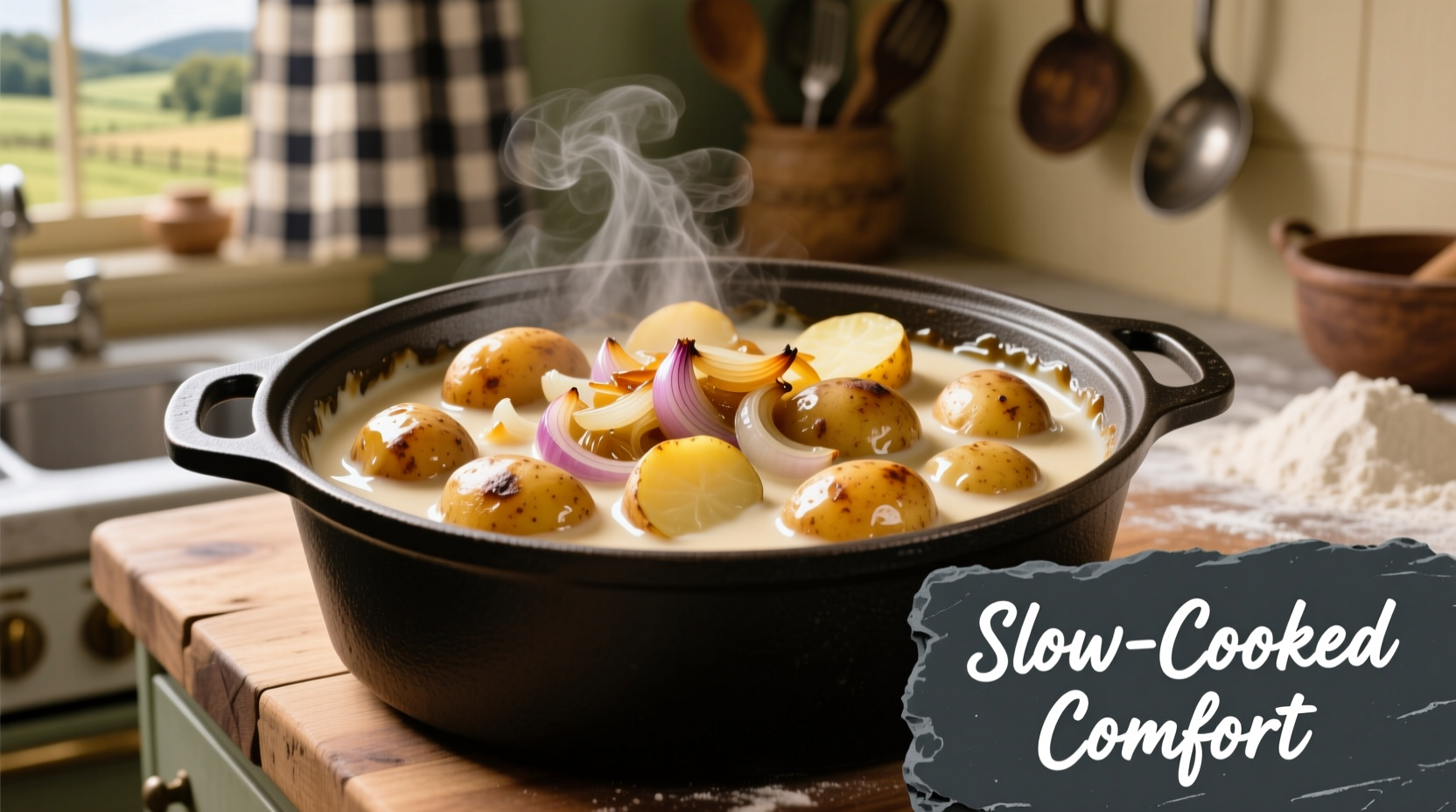 Creamy slow cooker potatoes with onion soup mix