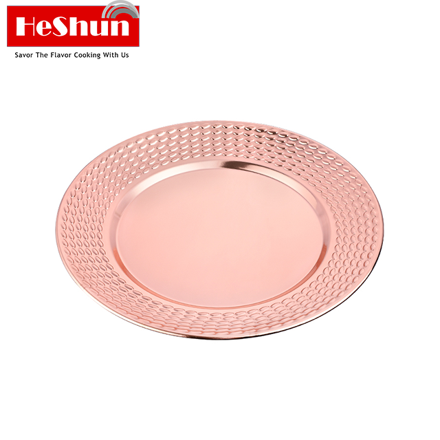 Classic Metal Stainless Steel Round Shape Serving Tray/ Dish/ Food Wedding Charger Plate
