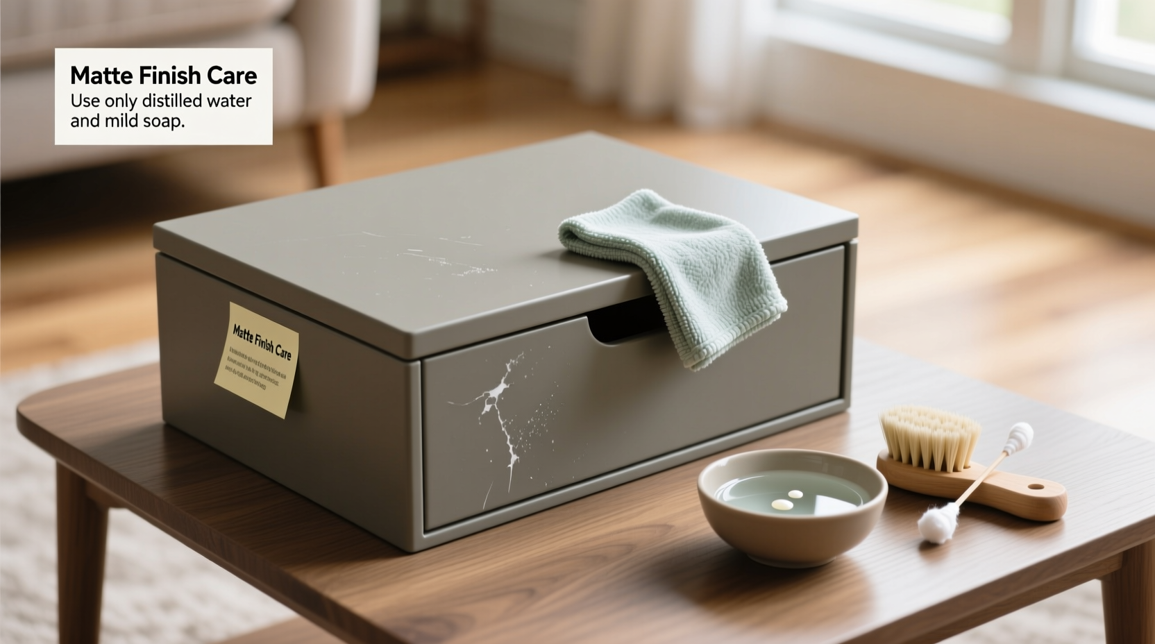 effective methods to clean and maintain a matte coffee table storage box without damaging the finish