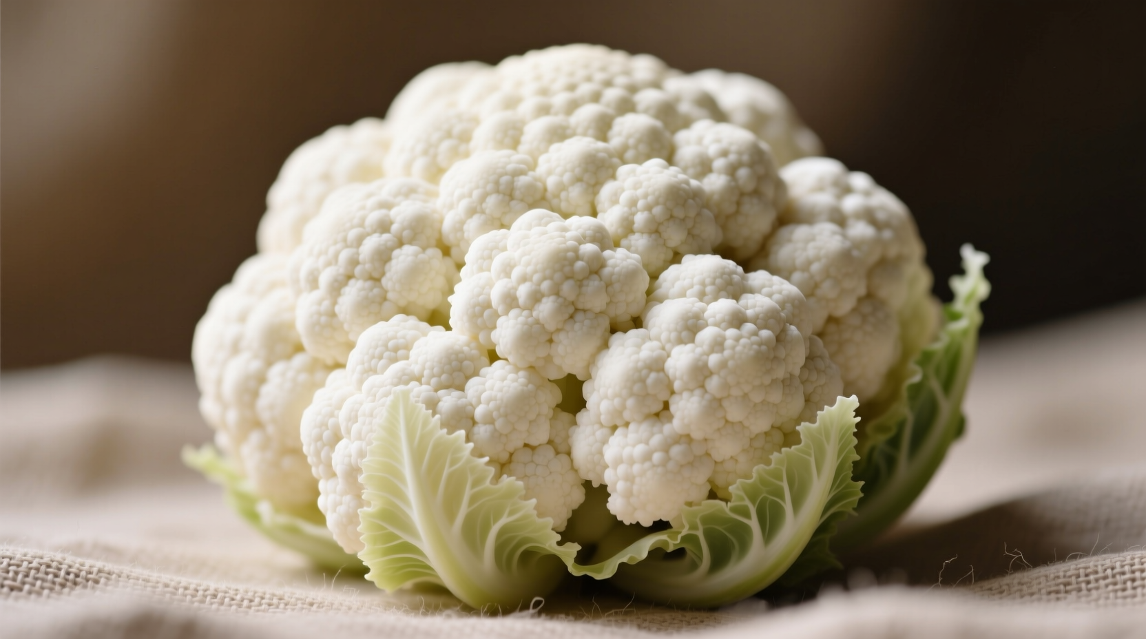 Raw cauliflower head showing dense white curds
