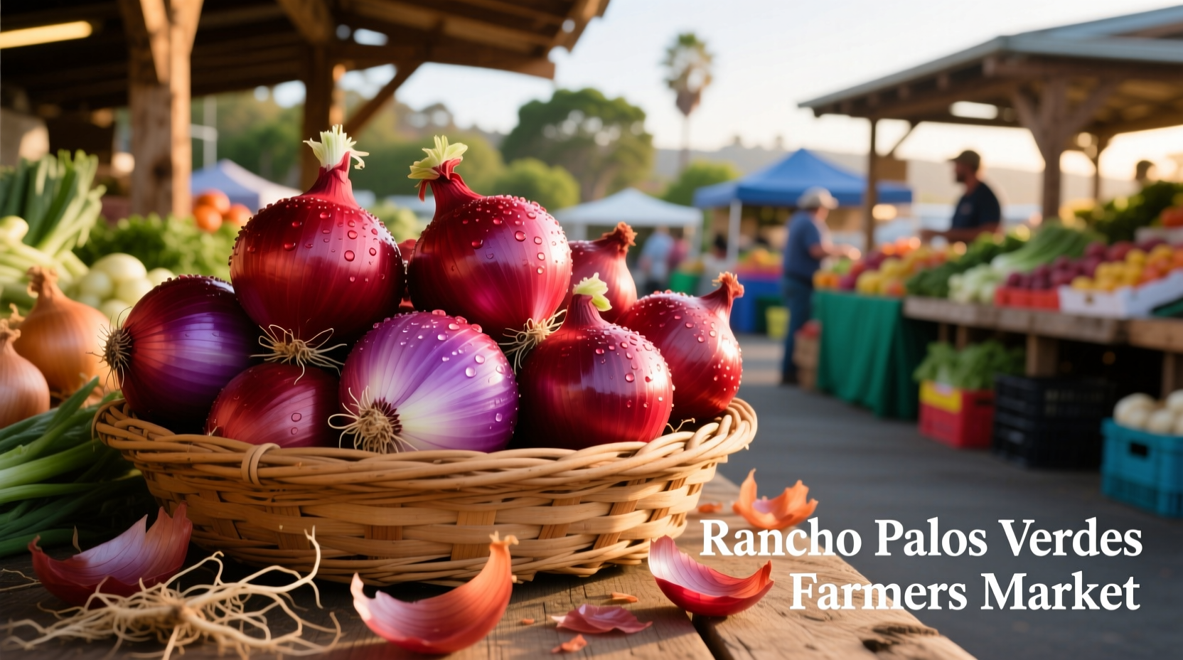 Fresh red onions at Rancho Palos Verdes farmers market