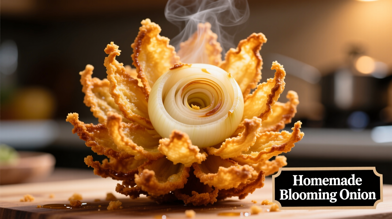 Homemade blooming onion golden fried blossom