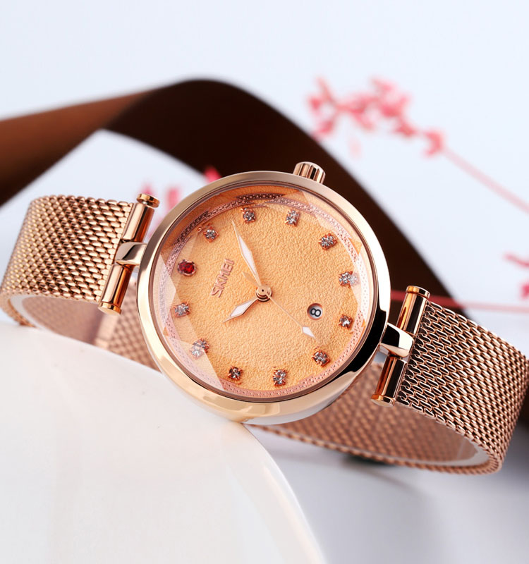 Luxury 2020 SKMEI 9215 Stainless Steel Women Watches 30M Waterproof Quartz Watch for Ladies