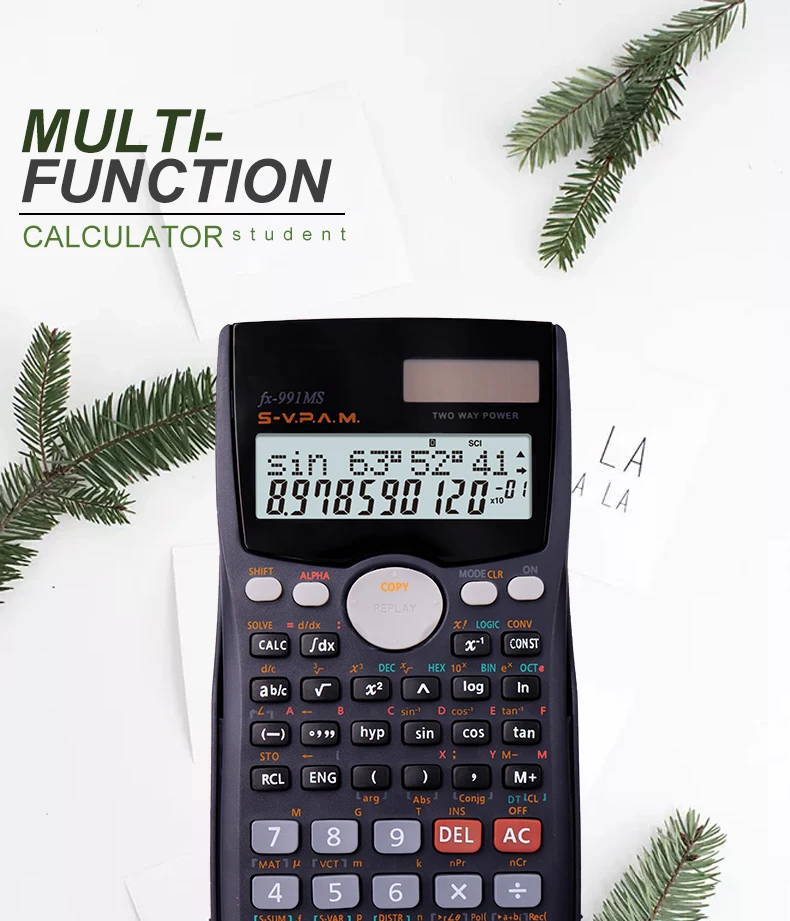 FX-991MS Black Style Calculadora 401 Functions 10+2 Digits Scientific School  Students Calculator