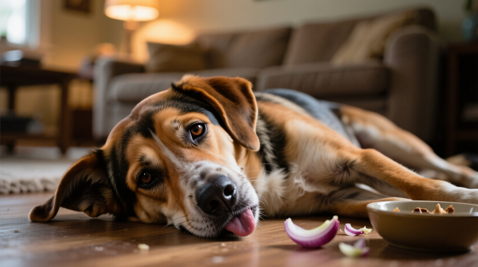 Dog showing weakness after onion ingestion