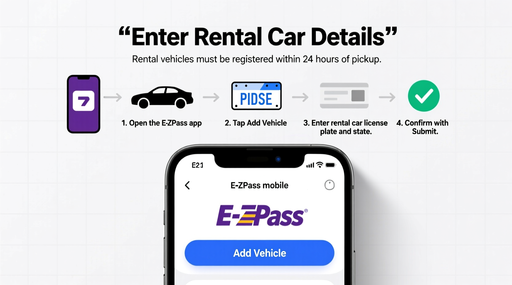 how to add rental car to ez pass