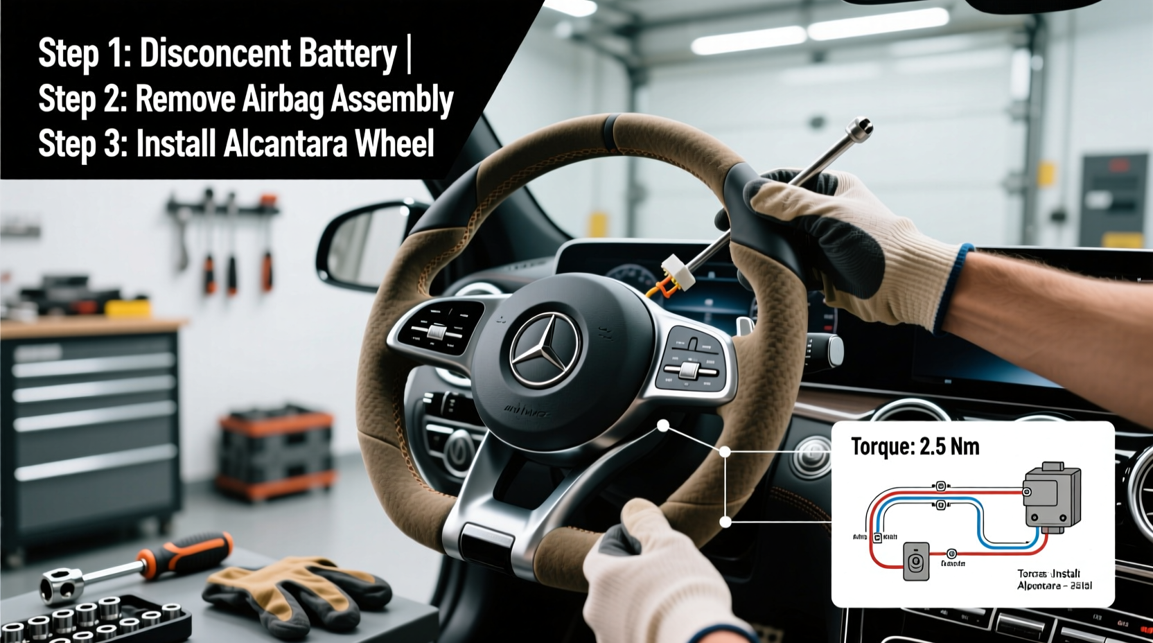 c63s alcantara wheel install