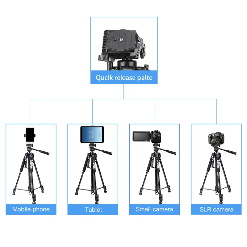 Zomei ZM1200 Digital Camera Tripod with Phone Holder Stand Carry Bag