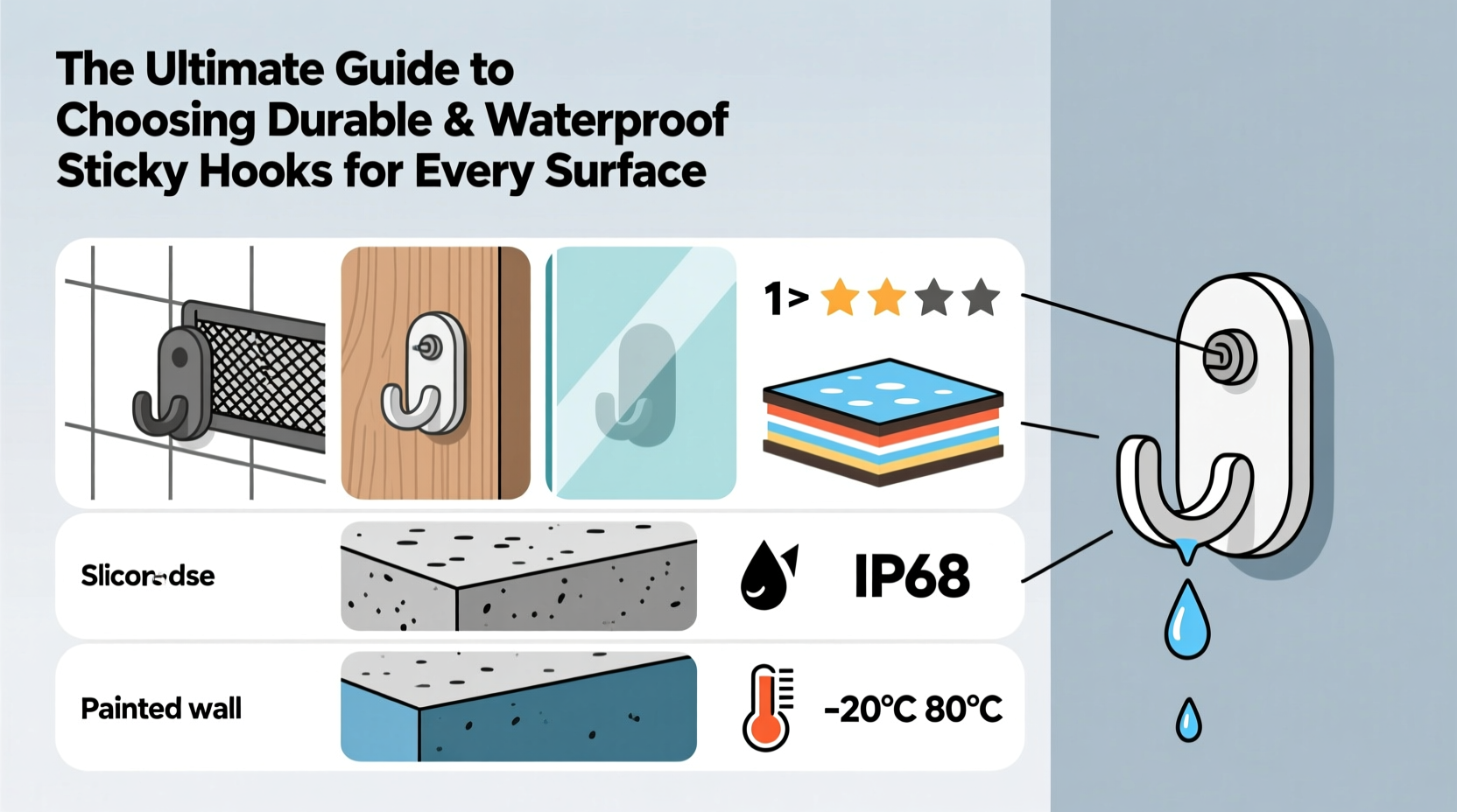 the ultimate guide to choosing durable and waterproof sticky hooks for every surface