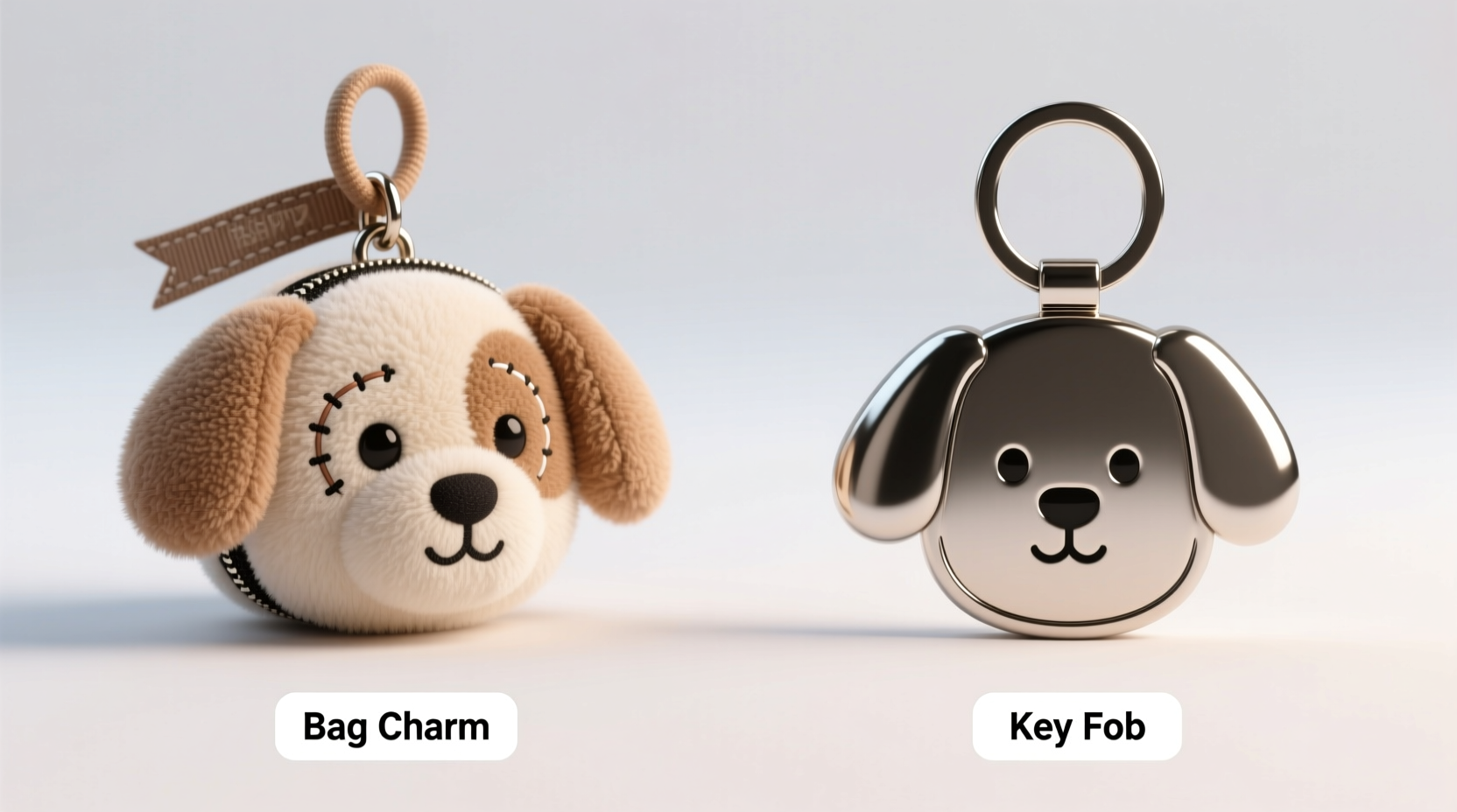 puppy bag charm vs key fob is there even a difference or is it just marketing