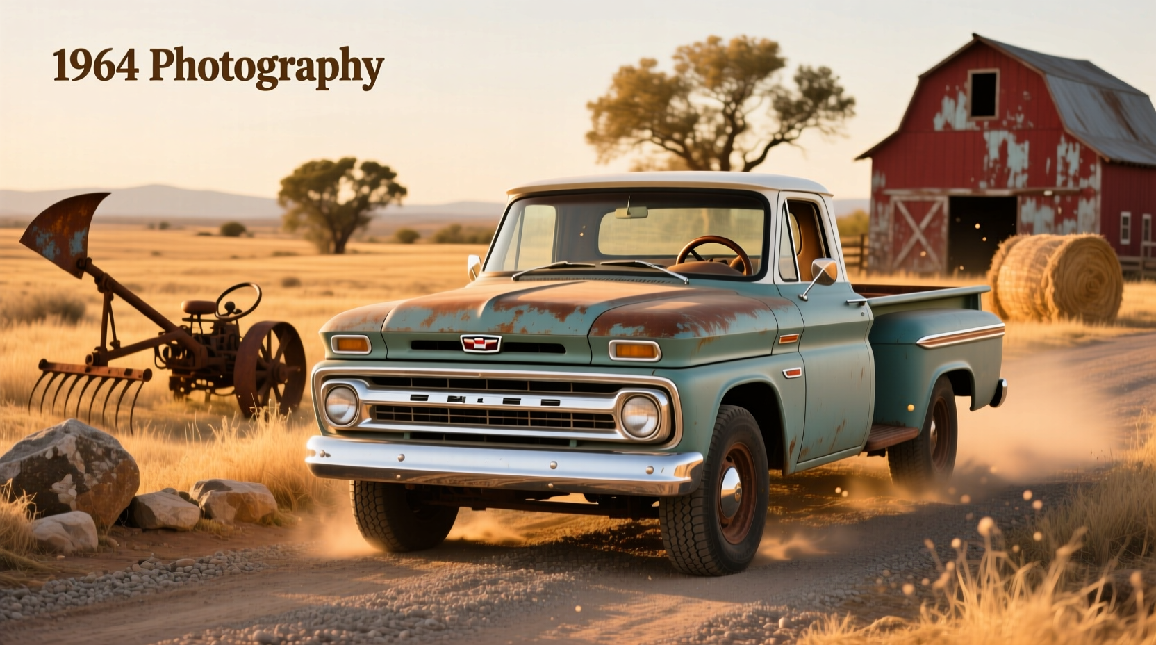 Chevy C-10 1964 pickup truck parked on gravel driveway