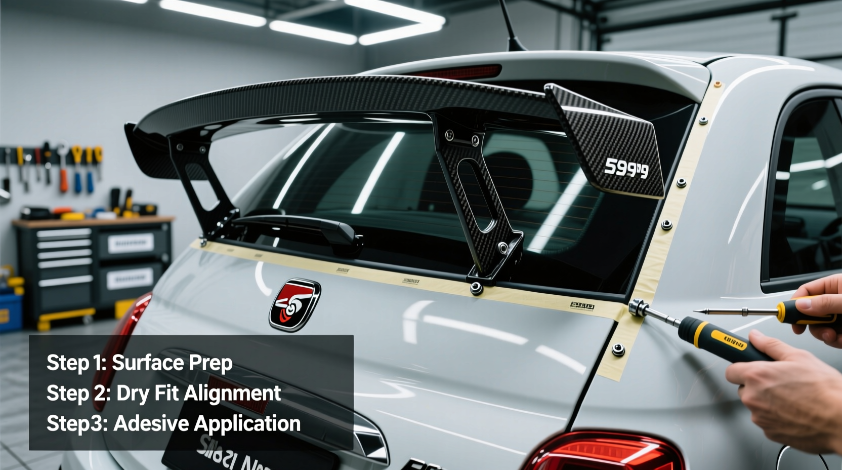 abarth 595 carbon spoiler install