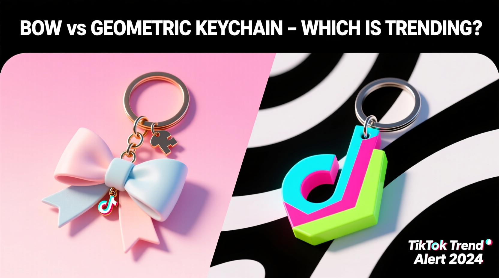 bow keychain vs geometric keychain which one is trending on tiktok right now