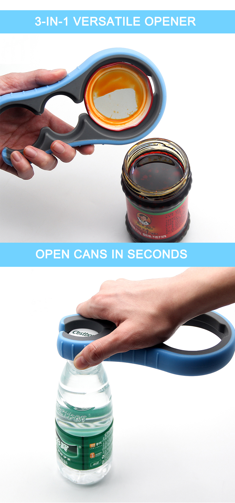 AMAZON PRODUCT PLASTIC KITCHEN ACCESSORIES CANS OPENER GADGETS 3 IN 1 CAN OPENER MANUAL