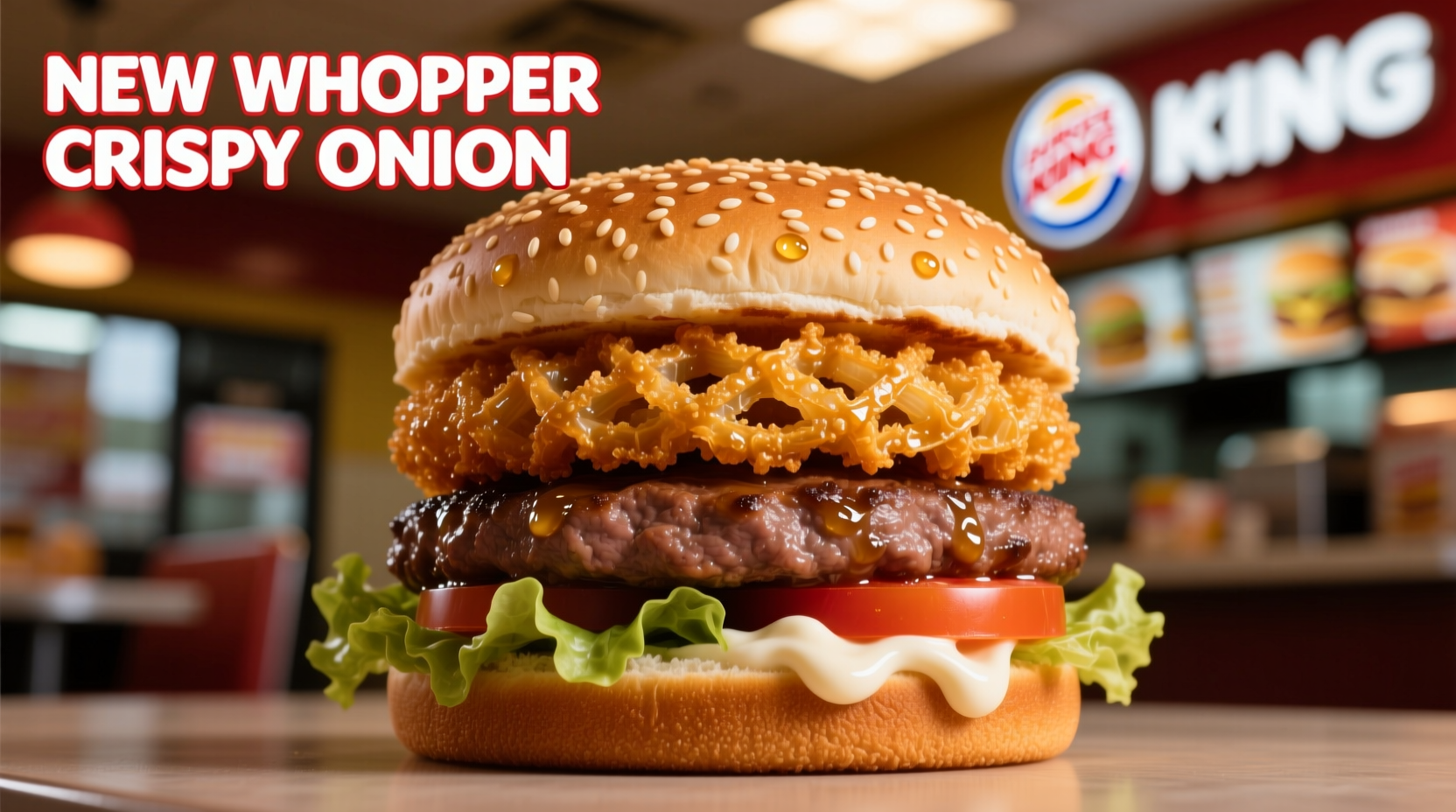 Burger King New Whopper Crispy Onion on sesame bun