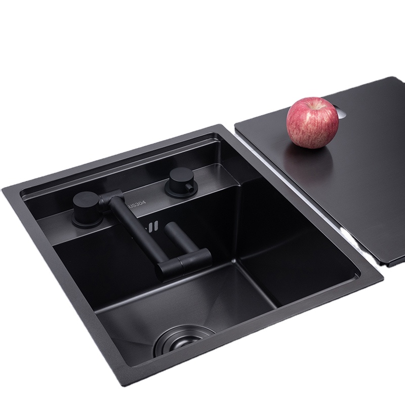 Black Hidden Handmade Kitchen sink Single bowl Bar Sink SUS 304 Stainless Steel Concealed  sink