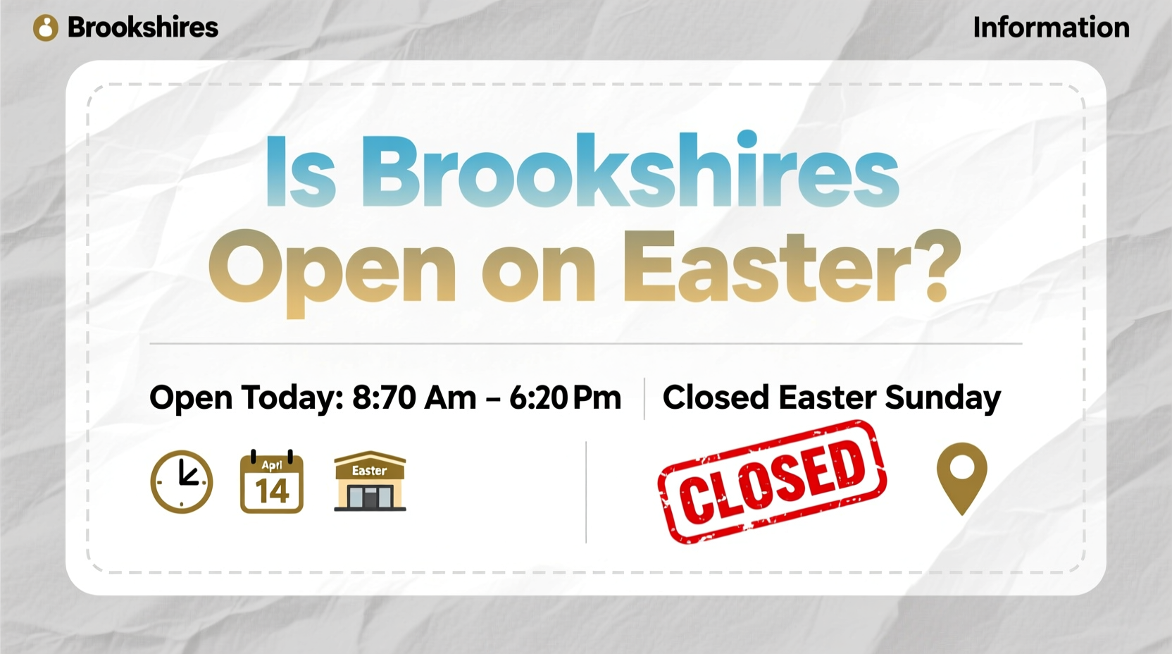 is brookshires open on easter