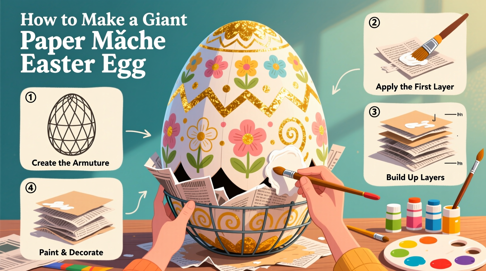how to make a giant paper mache easter egg