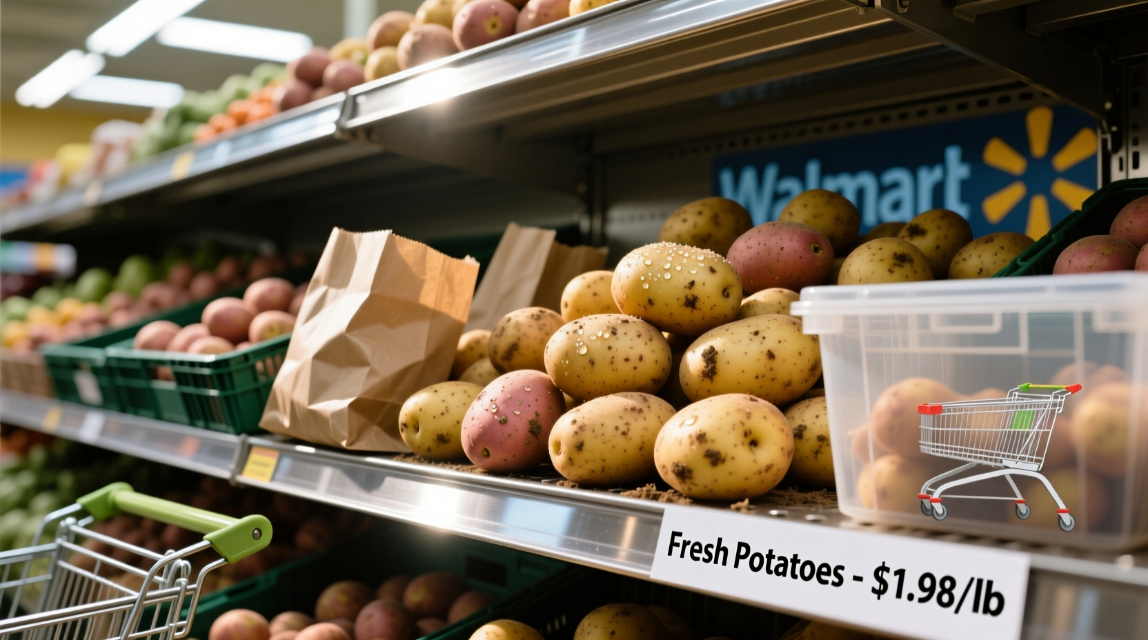 Fresh potatoes in Walmart produce section