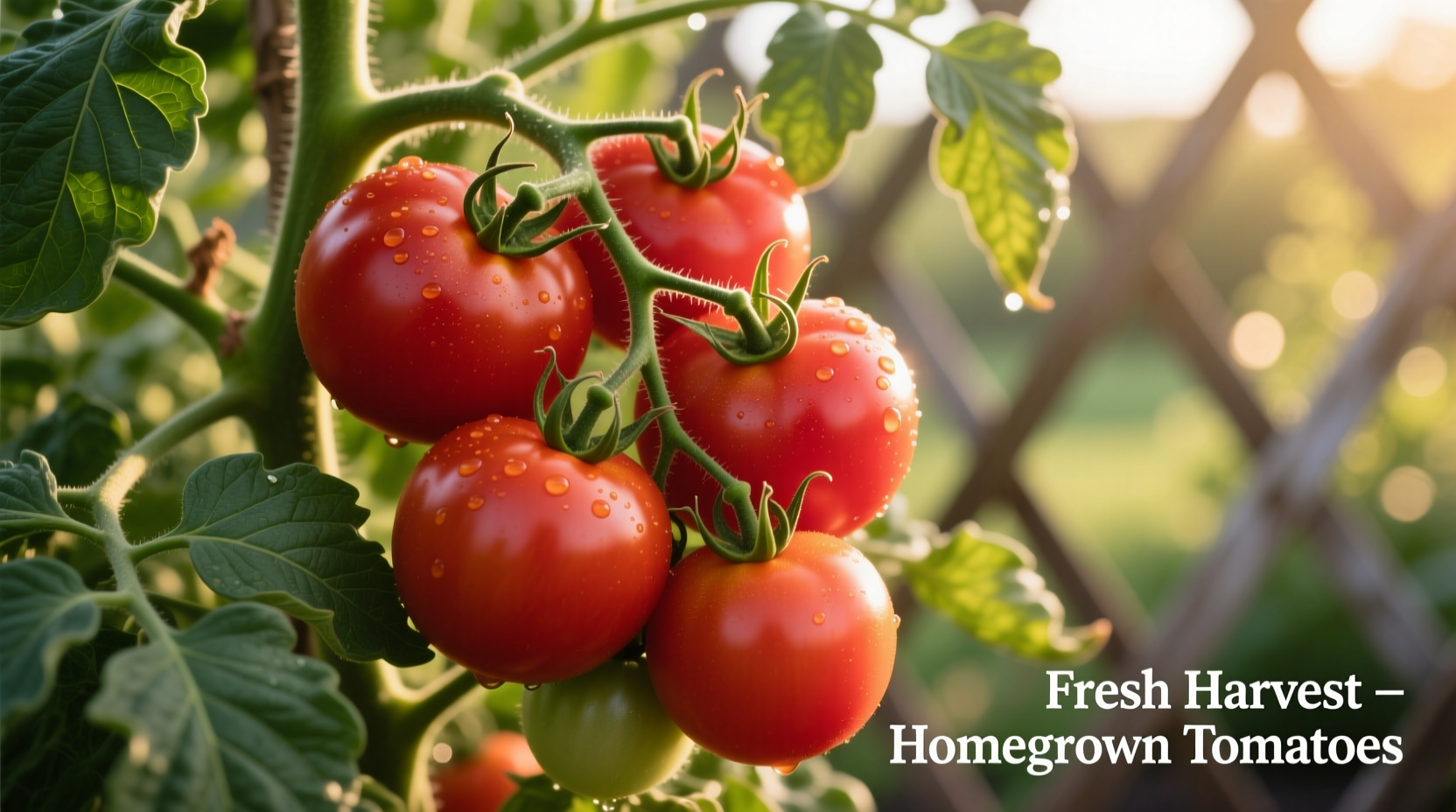 Ripe Big Boy tomatoes on vine with green leaves