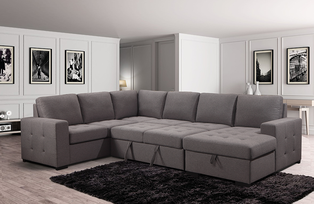 Living room sectional  sofa couch U shaped sleeper sofa bed with storage