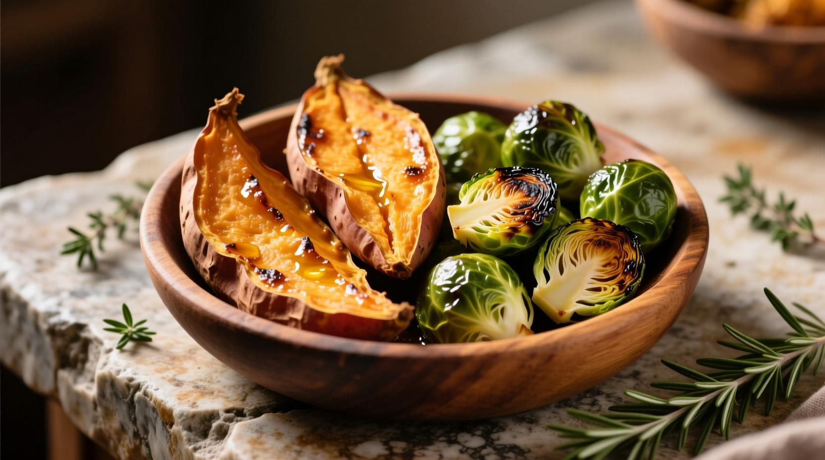 sweet potato and brussel sprouts roasted