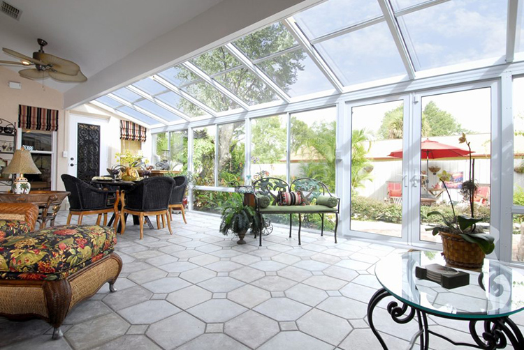 Luxury Modern prefabricated European style aluminium curved glass lowes Sunrooms