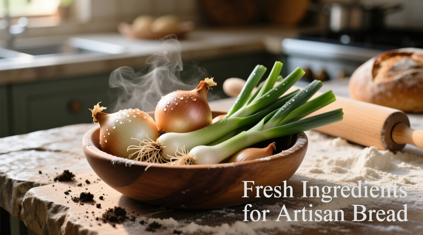 Pearl onions and scallions for bread baking