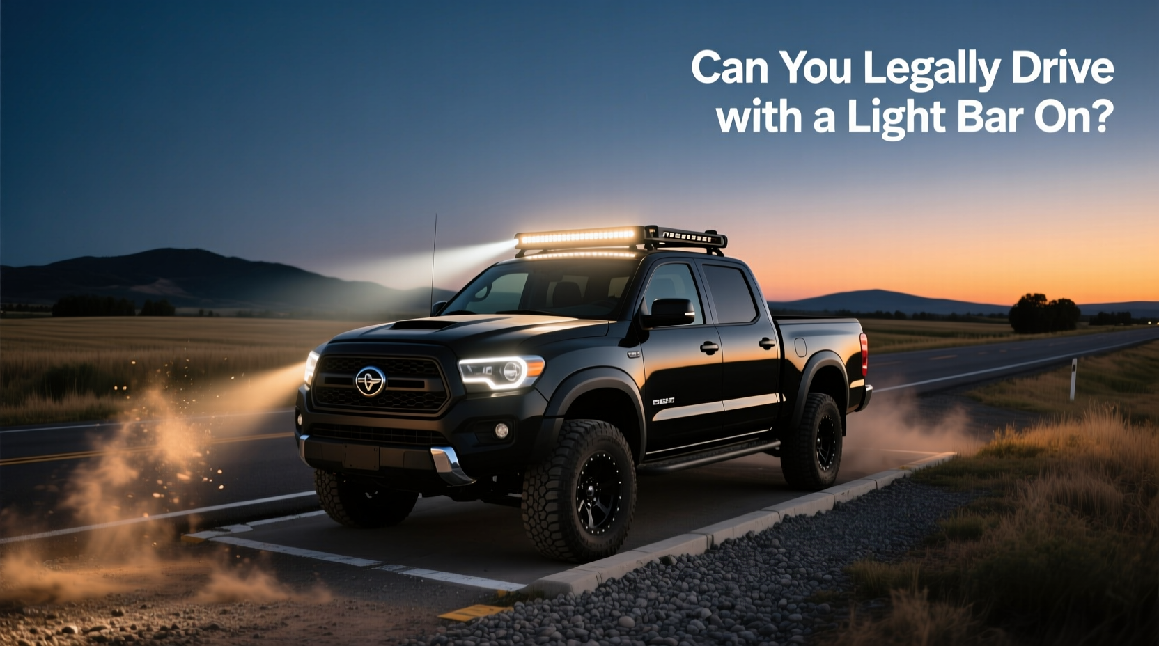 LED light bar mounted on a pickup truck roof