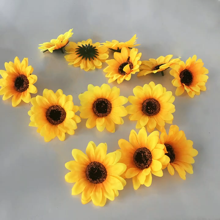 A-1017 Gnstige Grohandel Big Plastic Sun Flower Fake Single Mini Gelbe  Farbe Seide Knstliche Sonnenblumen kpfe Arrangement Dekor