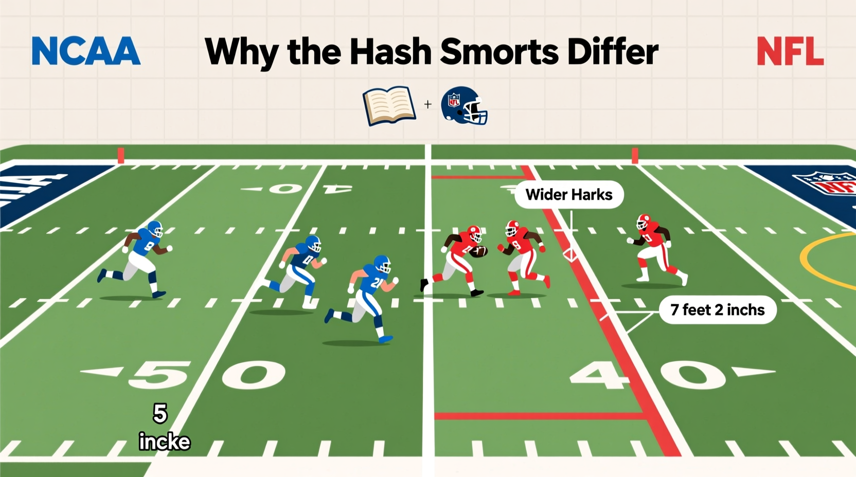 college vs nfl hash marks why the wider difference