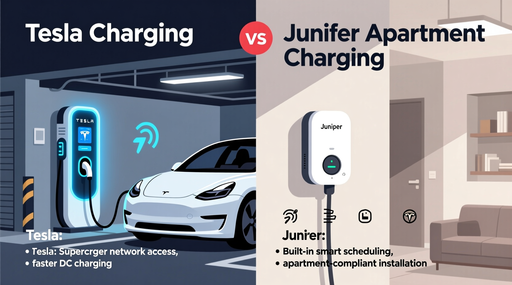 tesla vs juniper apartment charging