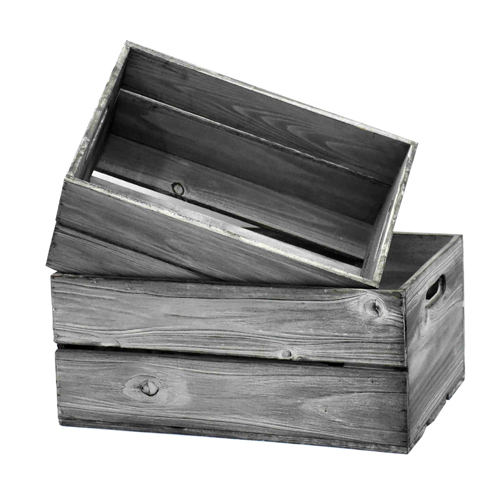 luckywind嵌套木材储存板条箱,装饰工艺板条箱,厨房存储实木质朴的