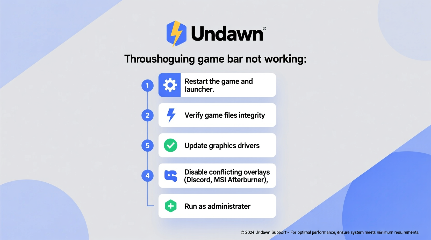 undawn game bar not working troubleshooting fixes