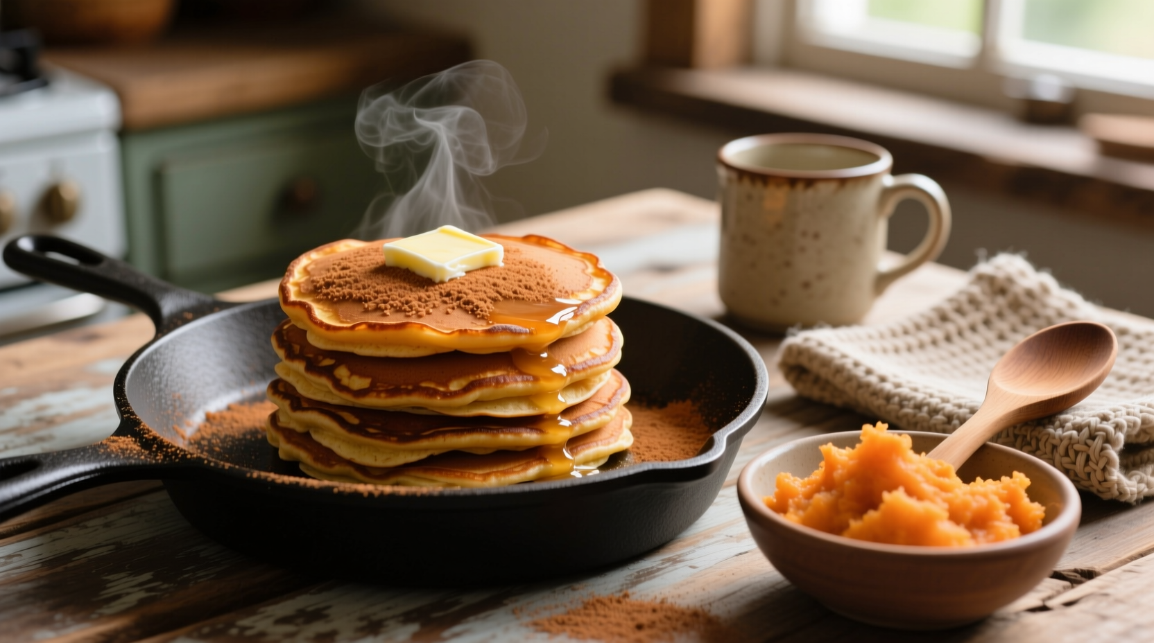 sweet potato pancakes made with leftover mash
