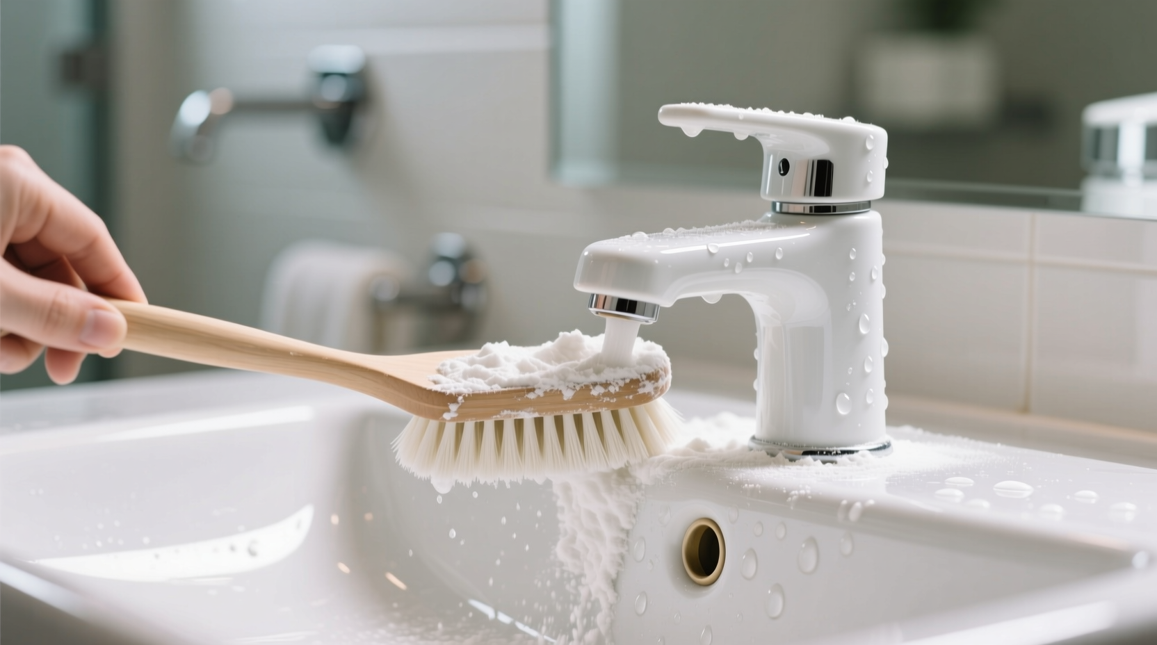 deep clean your porcelain fixtures with baking soda and