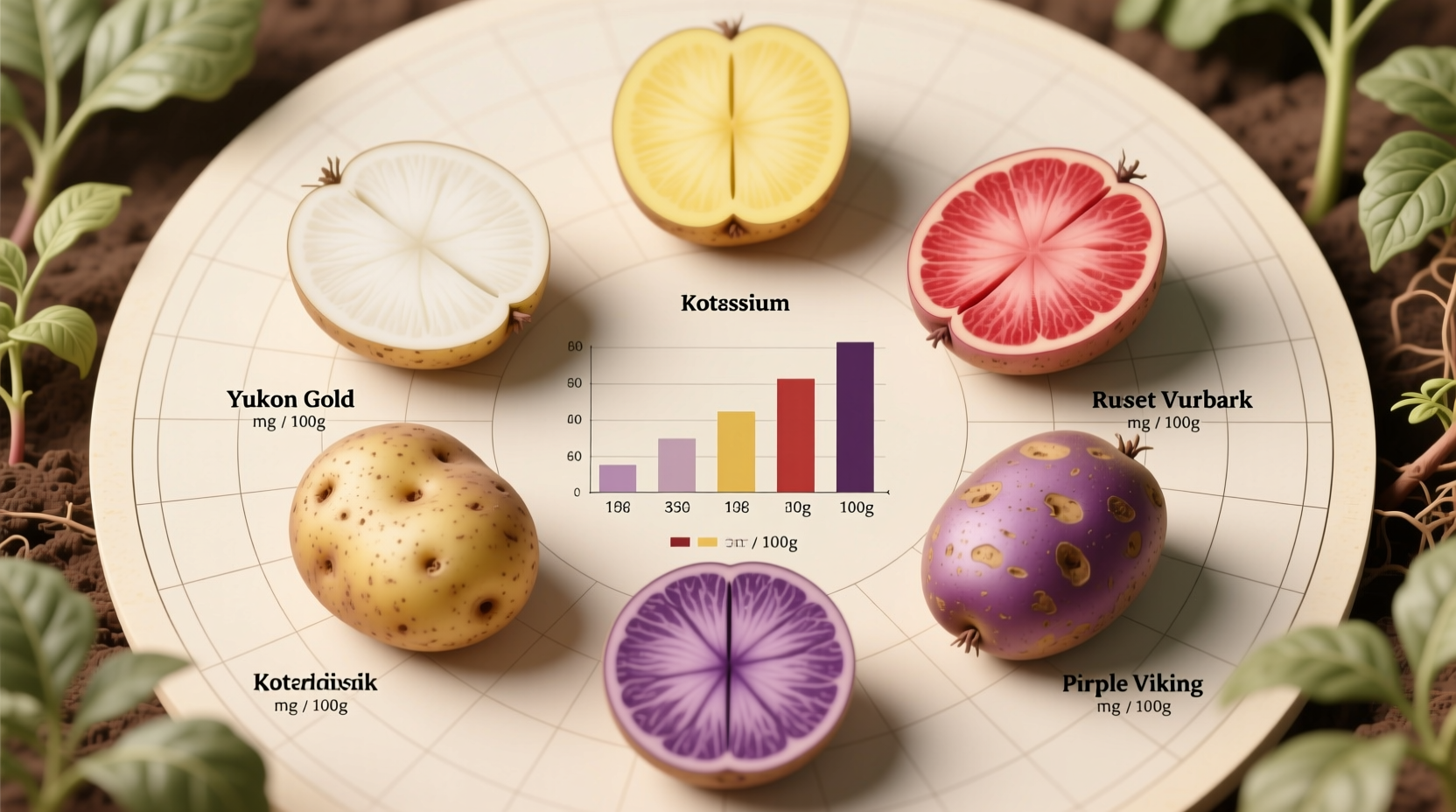 Potato varieties showing potassium content comparison
