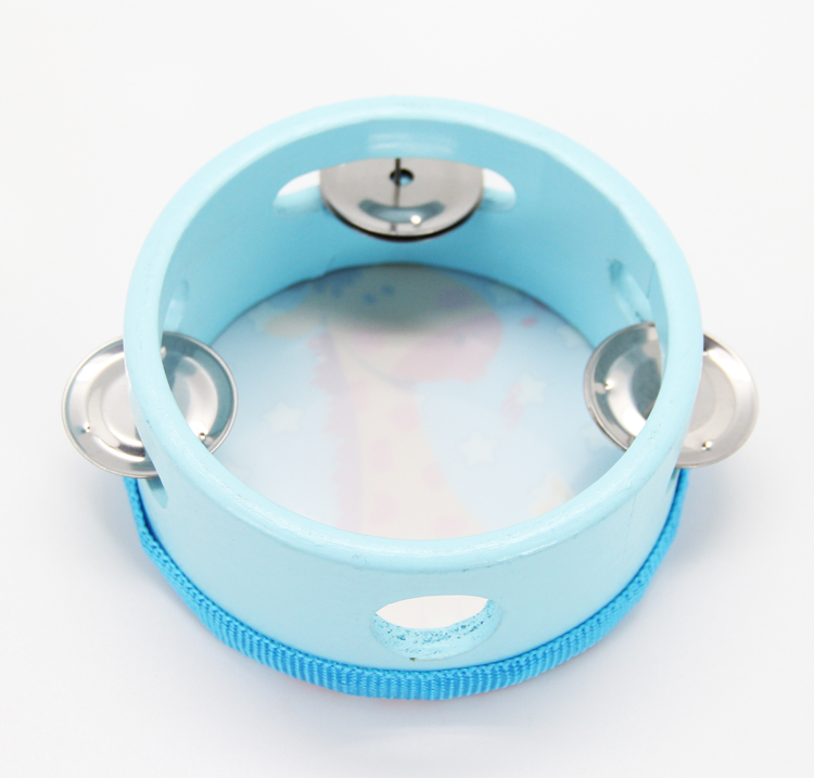 Cartoon designs cheap price mini wooden tambourine for kids