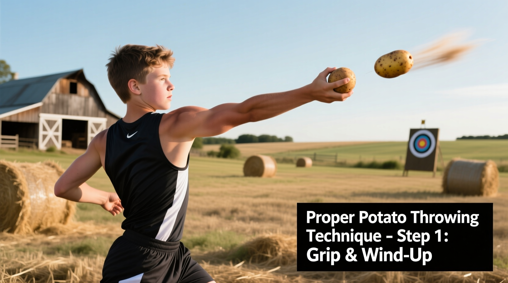 Proper potato throwing technique demonstration