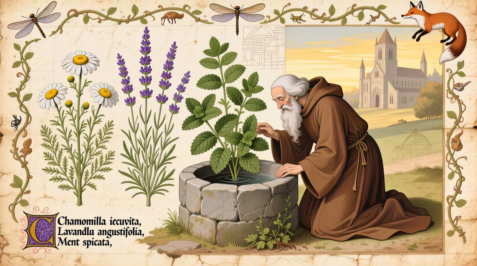 Historical illustration of medieval herbs