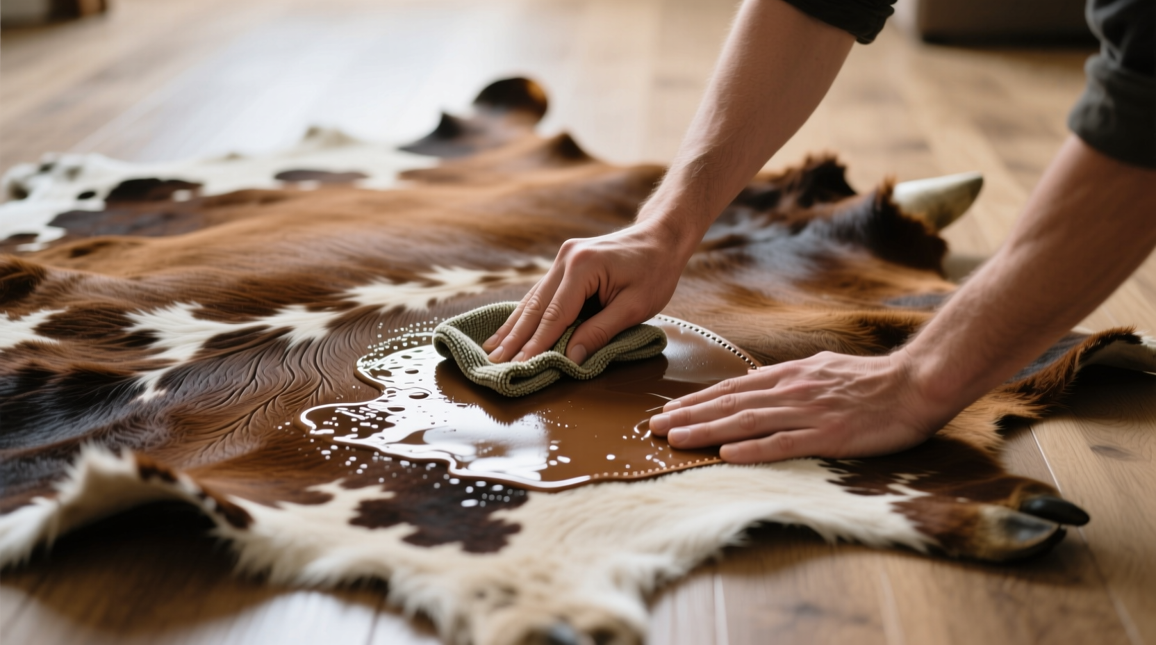 how to clean cowhide rug