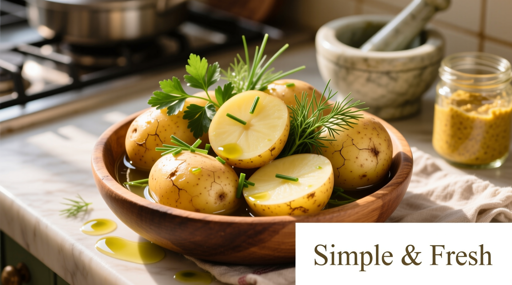 Yukon Gold potatoes with fresh herbs for potato salad